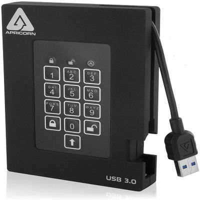Apricorn 256GB Aegis Fortress FIPS 140-2 Level 2 Validated 256-Bit Encrypted USB 3 External SSD (A25-3PL256-S256F)