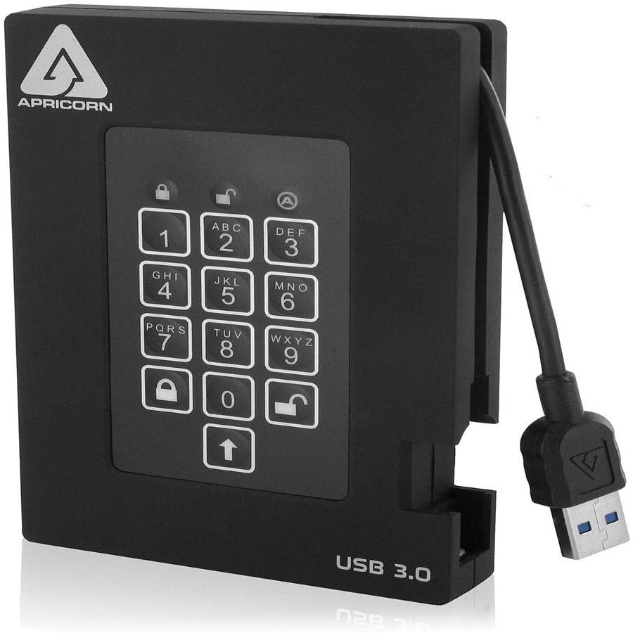 Apricorn 256GB Aegis Fortress FIPS 140-2 Level 2 Validated 256-Bit Encrypted USB 3 External SSD (A25-3PL256-S256F)