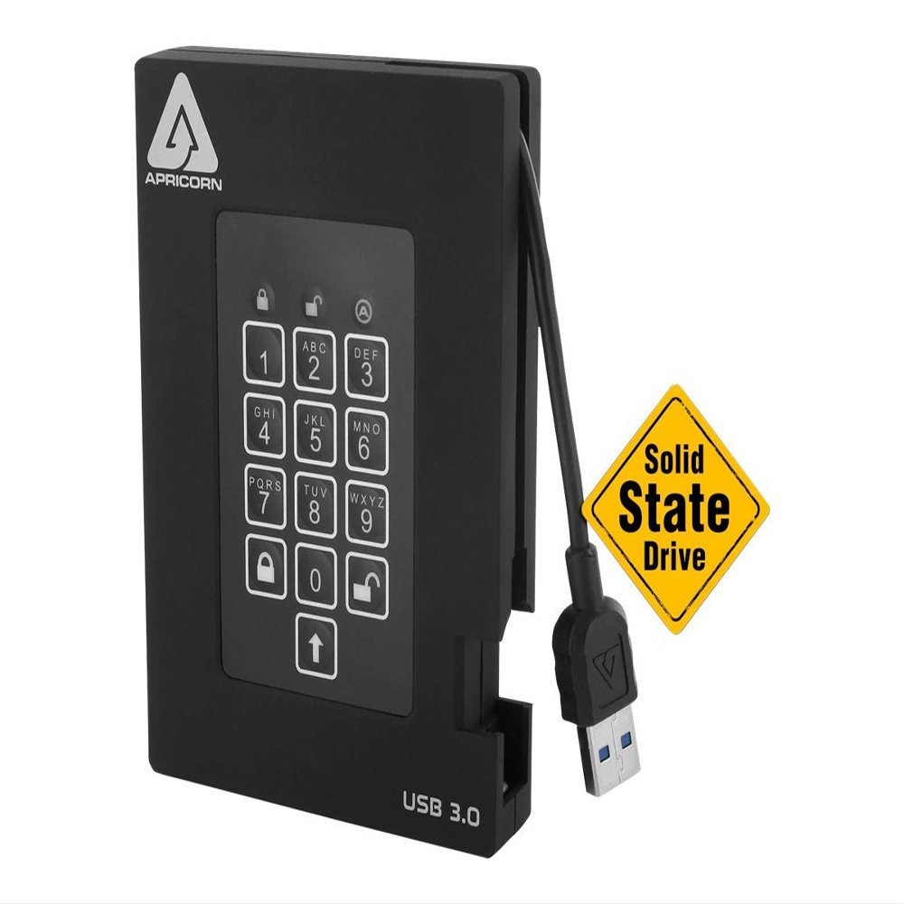 Apricorn 512GB Aegis Fortress FIPS 140-2 Level 2 Validated 256-Bit Encrypted USB 3 External SSD (A25-3PL256-S512F)
