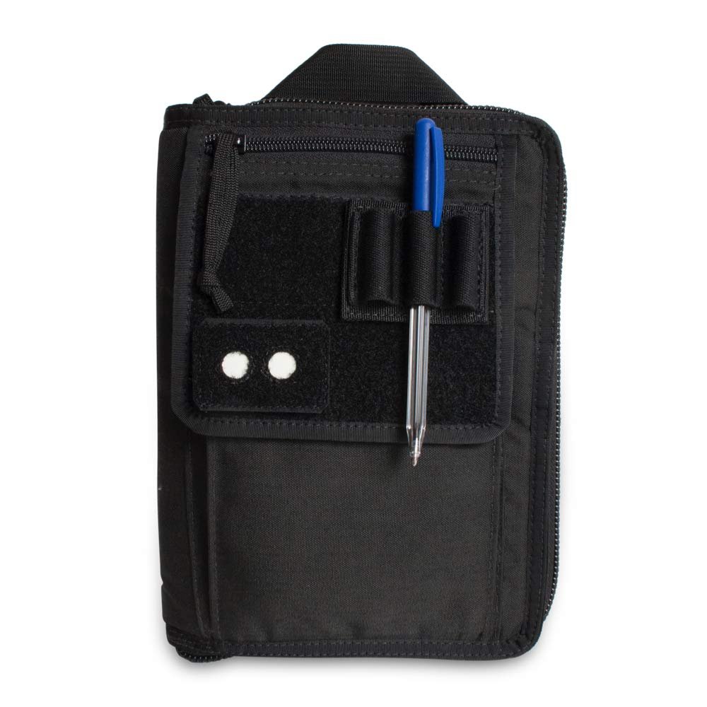Tactical Notebook Covers Pilot Aircrew Checklist Binder Cover | Zippered Cordura Case with Binder Rings | Includes 30 Vinyl Envelopes for Tactical Organization | Durable Field Gear (Black)