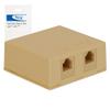 ICC 2-Port Surface Mount Box with 6P6C Voice Keystone Jacks, EZ IDC Telephone Jack Box for RJ11 and RJ12 Cabling, Ivory view 1