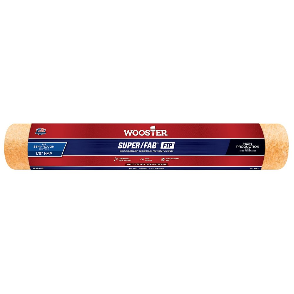 Wooster Brush RR924-18 Inch Super Fab FTP Roller Cover, 1/2-Inch Nap