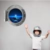 24" Port Scape Instant View Ice Planet #1 Silver Porthole 3D Window Wall Decal Removable Wall Sticker Outer Space Wall Art for Kids Boys Bedroom Decor view 3