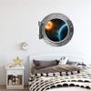 24" PortScape Space 3D Window Planet & Distant Sun #1 Silver Porthole Wall Decal Removable Wall Sticker Peel Stick Outer Space Kids Room Decor view 2