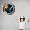 24" PortScape Space 3D Window Planet & Distant Sun #1 Silver Porthole Wall Decal Removable Wall Sticker Peel Stick Outer Space Kids Room Decor view 3