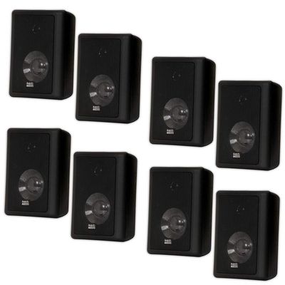 Acoustic Audio 151B Indoor Outdoor 2 Way Speakers 2400 Watt Black 4 Pair Pack 151B-4Pr