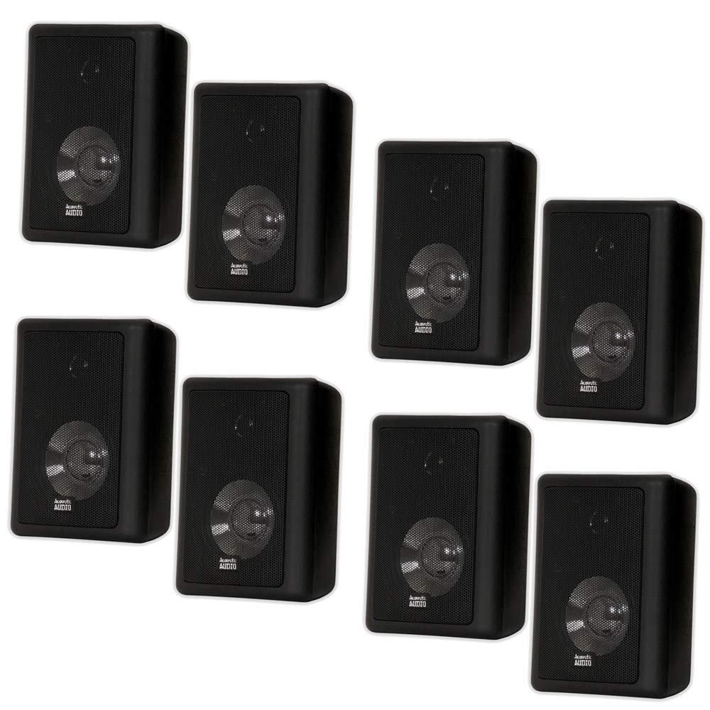 Acoustic Audio 151B Indoor Outdoor 2 Way Speakers 2400 Watt Black 4 Pair Pack 151B-4Pr
