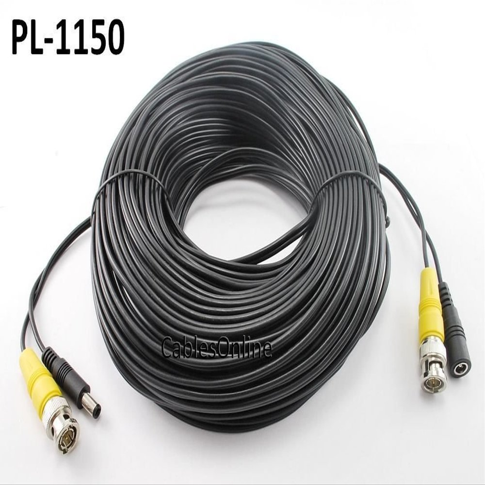 CablesOnline 150ft CCTV BNC Security Camera Cable with DC Male/Female Power Connectors (PL-1150)