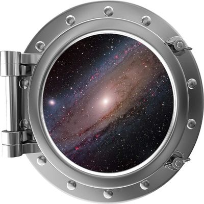 18" PortScape Milky Way Galaxy #1 Silver Porthole Wall Decal Removable Wall Sticker Galactic 3D Window Instant Space View Stars Solar System Astronomy NASA Kids Room Decor