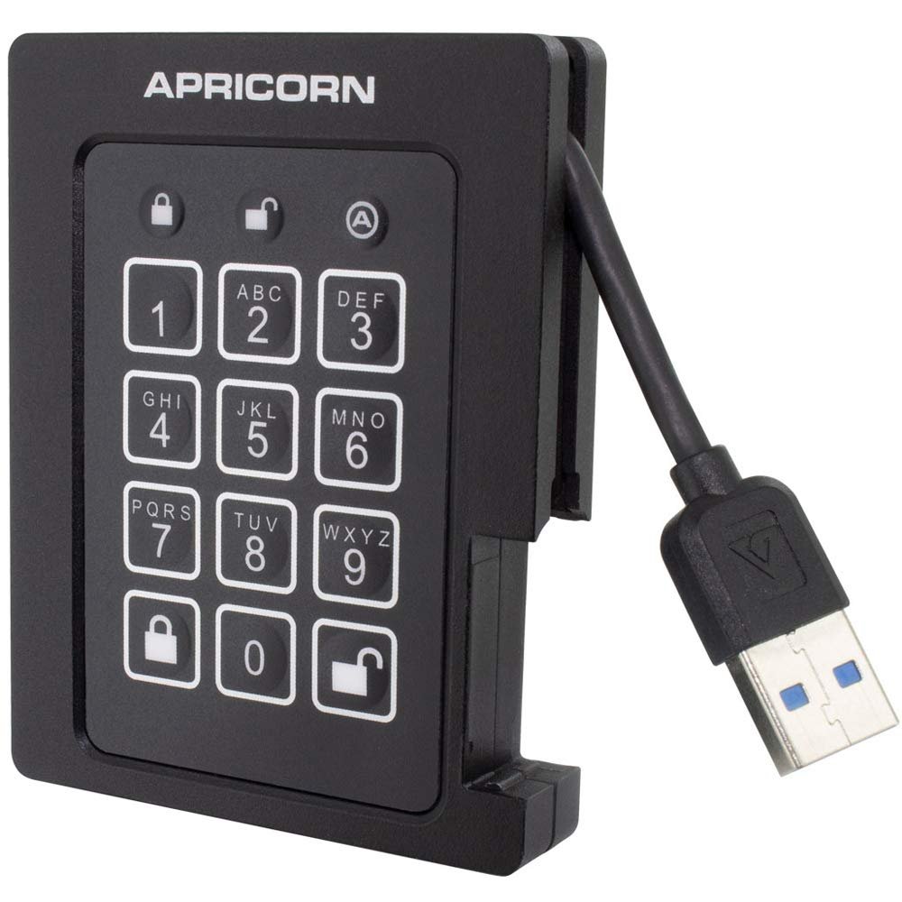 Apricorn Aegis Padlock 240 GB SSD 256-Bit, FIPS 140-2 Level 2 Validated Ruggedized USB 3.0 Encrypted External Portable Drive (ASSD-3PL256-240F)