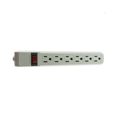 15 feet Surge Protector, Flat Rotating Plug, 6 Outlet, Gray Horizontal Outlets, Plastic, 15ft Power Cord, Surge Protector Multi Plug, CableWholesale
