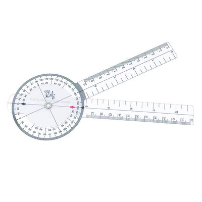 EMI 8 Inch Round Goniometer 360 Protractor for Joint Angle & Range of Motion Measurement, Clear Plastic ISOM Calibrated Scale - EGM-421