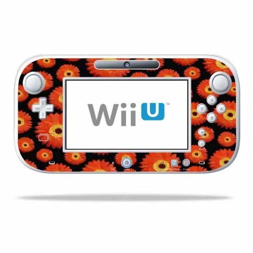 MightySkins Skin Compatible with Nintendo Wii U Gamepad Controller wrap Sticker Skins Orange Flowers