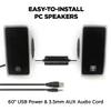 GOgroove Gaming Computer Speakers with Blue LED Light - SonaVERSE O2i Speakers for Desktop, Laptop, PC - USB Speaker 2.0 with AUX Input, in-Line Volume Control, Bass Stereo Sound, 14W (White) view 4