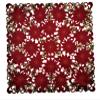 Doily Boutique Christmas Tablecloth or Table Topper Square Embroidered with Red Cutwork Poinsettias, Size 34 inches view 1