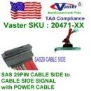 20 in SAS 29 Pin to SATA Cable with LP4 Power - 20 in SAS 29 pin to SATA Cable - 20 in SFF 8482 to SATA, Red