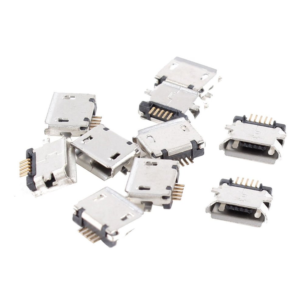 uxcell 10 Pcs Micro USB Type B Female Socket 180 Degree 5-Pin SMT Soldering Jack