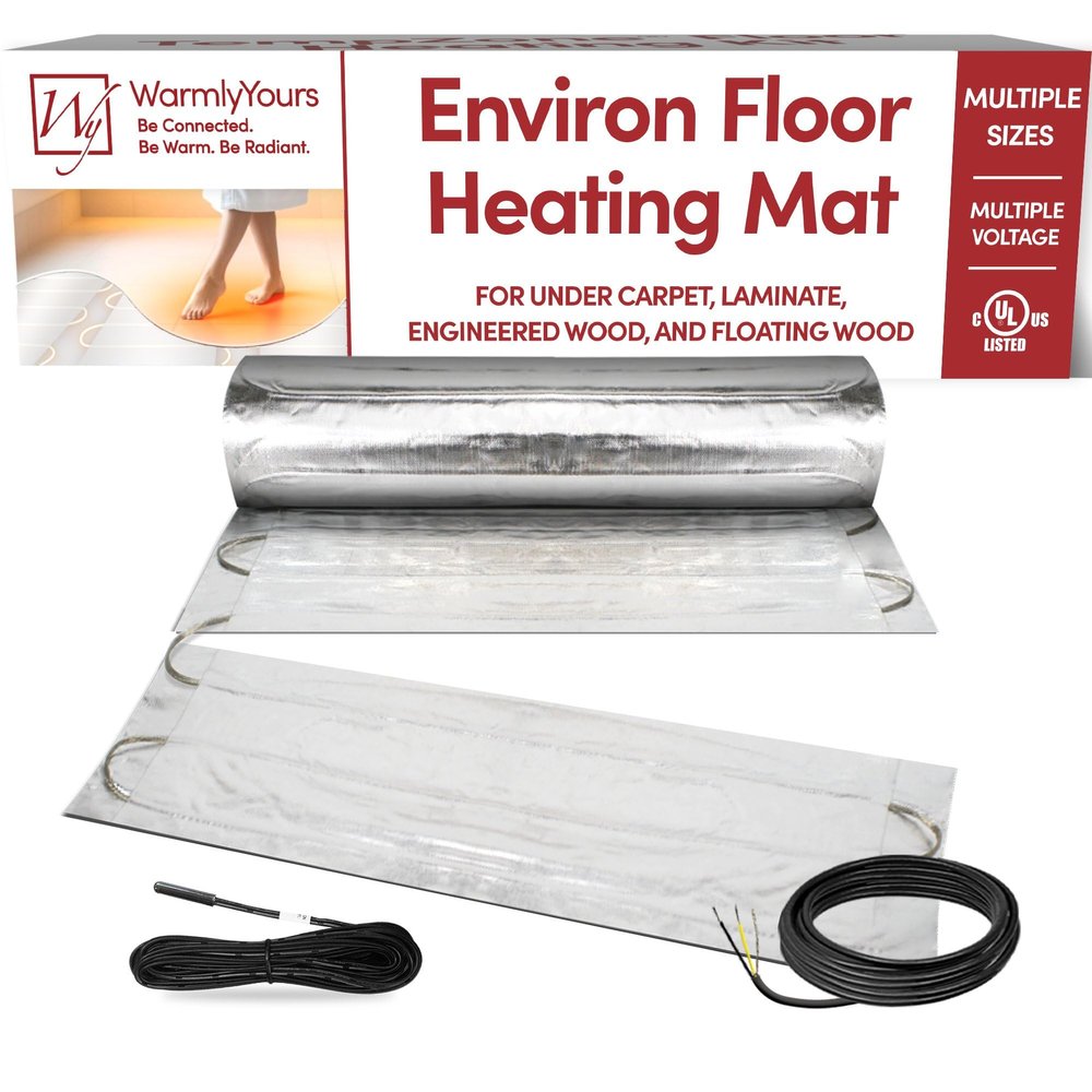 Electric Radiant Floor Heating for Carpet, Laminate and Floating Wood Floors - 60 sq.ft. Cut-and-Turn for Custom Fit Ultra-Thin Heated Mat - WarmlyYours Environ 1.5 x 40 ft., 120V, 12 Watts/sq.ft.