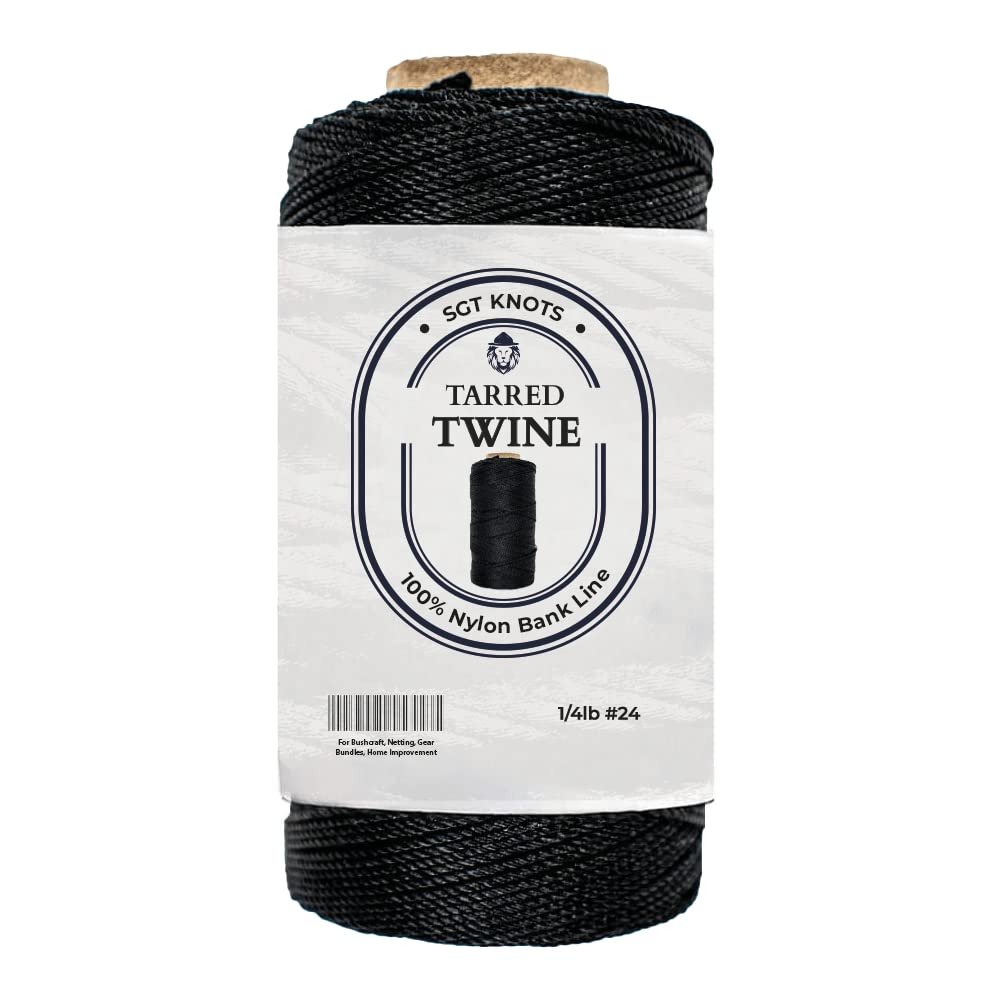 SGT KNOTS Tarred Twine Cord for Bushcraft, Nylon Bank Line - #24-1/4 lb