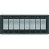 BLUE SEA SYSTEMS BS8261 Waterproof Switch Panel, MFG# 8261, Consists of eight illuminated Contura switches with frontmounted fuse holders for AGC glass fuses (not included). 12 or 24 Volt DC. view 1