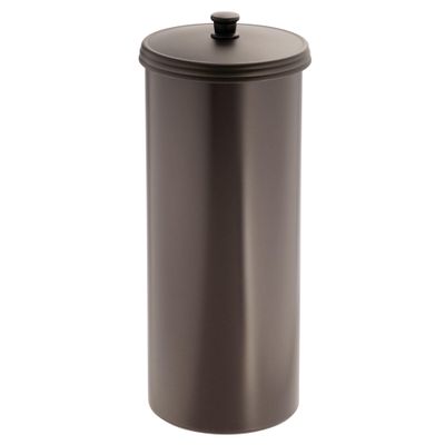 iDesign Freestanding Bathroom Toilet Paper Storage Holder with Lid for 3 Extra Rolls, Bronze
