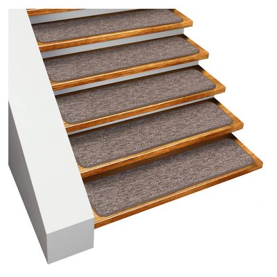 House, Home and More Set of 12 Skid-Resistant Carpet Stair Treads - Pebble Gray - 8 Inches X 27 Inches