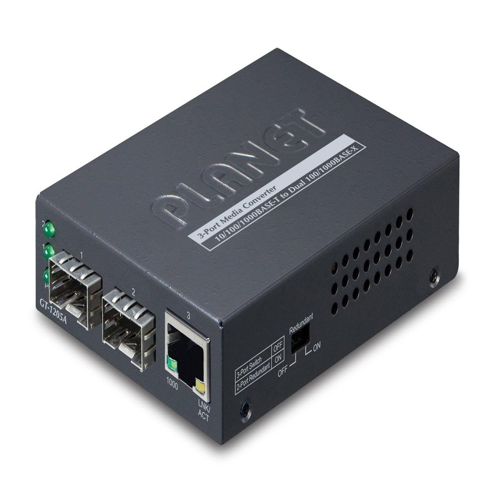 Planet 1-Port 10/100/1000Base-T 2-P Gigabit SFP Switch/Redund, GT-1205A (2-P Gigabit SFP Switch/Redund Media Converter)