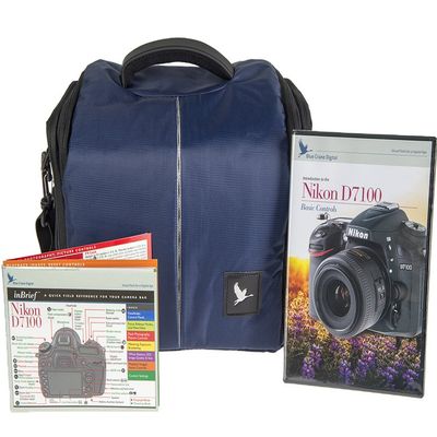 Blue Crane Digital Camera Bag Combo Pack for Nikon D7100 with Instructional DVD, Laminated Reference Card (BC653) (Blue)