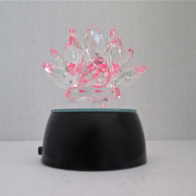 3.5" Pink Decorative Crystal Lotus Flower with Display Light Base