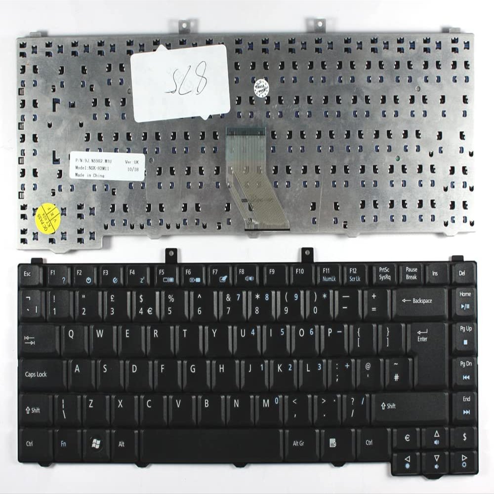 Power4Laptops UK Layout Black Replacement Laptop Keyboard Compatible with Acer Aspire 1400X