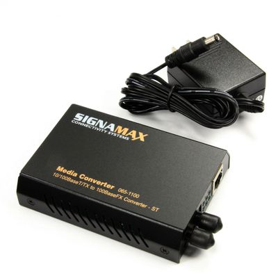 10/100Base-T/TX to 100Base-FX, MM/ST Media Converters (w/ link fault signaling), 2km Distance