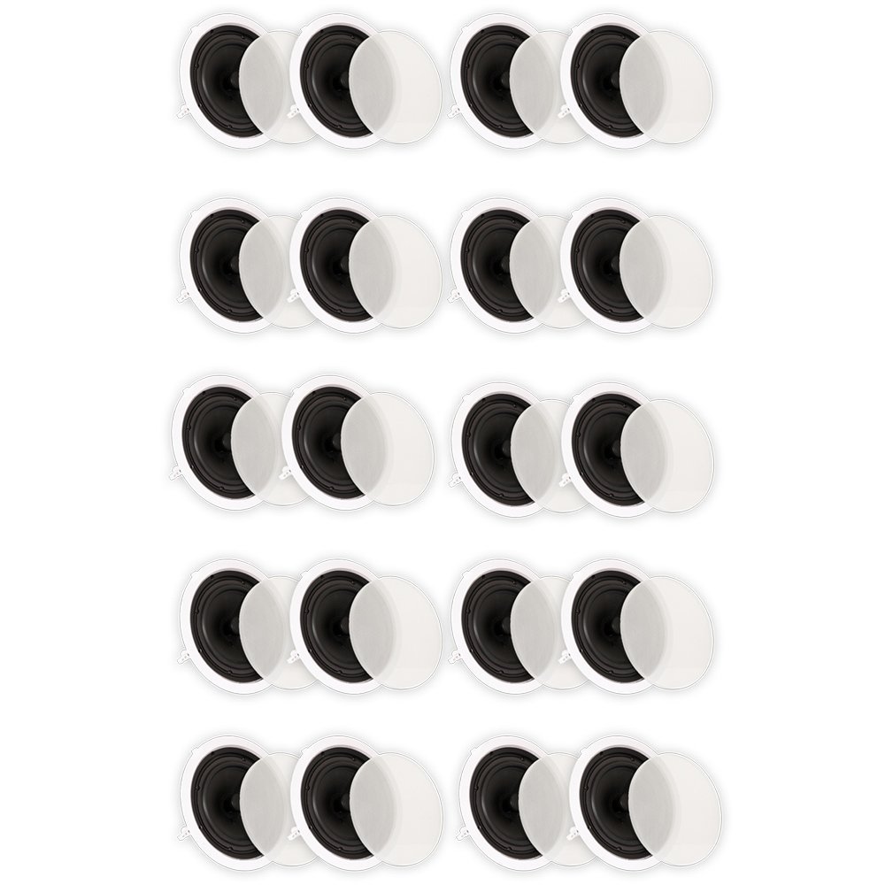 TS80C Flush Mount In Ceiling Speakers with 8" woofers Surround Sound Home Theater 10 Pair Pack