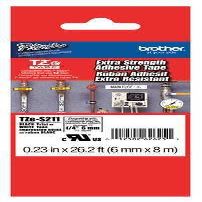 Brother P-Touch Industrial TZe Tape - 1/4" White Polyethylene - Temperature/chemical/abrasion resistant, Heavy Duty, 1 Count