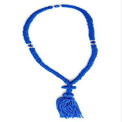 Iconsgr Handmade Blessed Christian Orthodox Greek Komboskoini Prayer Rope 100knots Pentant Blue2
