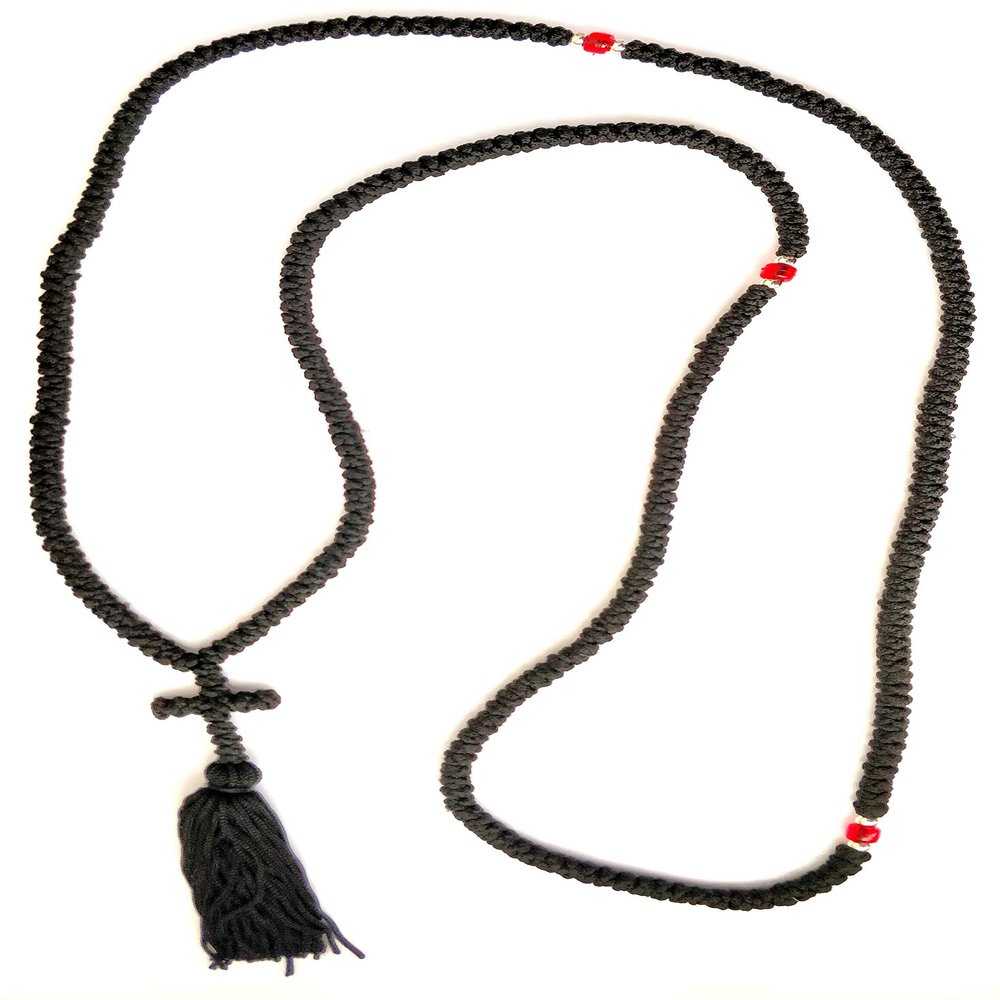Iconsgr Handmade Blessed Christian Orthodox Greek Komboskoini Prayer Rope 300 Knots Pentant Black