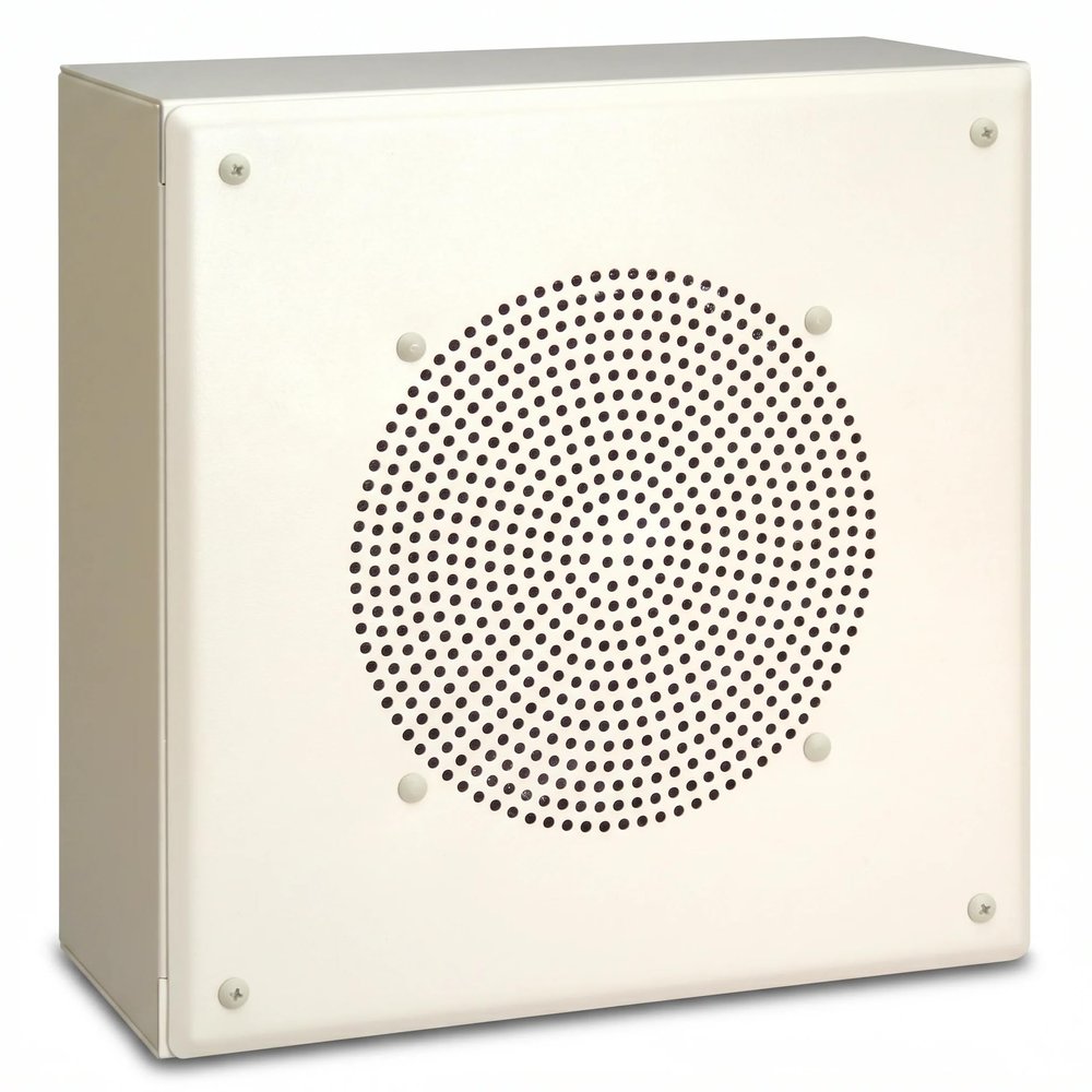 Bogen MB8TSQ Metal Box Speaker, 8 Inch Wall Mount Speaker, 25V/70V Commercial Paging Speaker, Transformer Coupled Indoor Speaker, Off White Enamel Finish