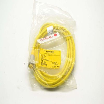 TURCK RKM 40-4M 4 Meter Length, 4 PIN, 7/8 INCH MINIFAST, CORDSET, Nickel Plated Brass Coupling, Oil Resistant, PVC Jacket, ROHS Compliant, Single Ended, Straight Female Connector, U2045