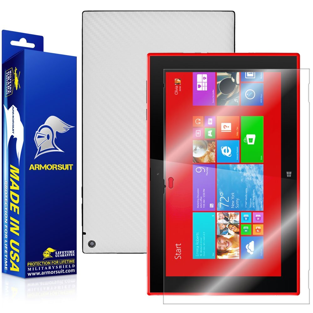ArmorSuit MilitaryShield White Carbon Fiber Skin Wrap Film + HD Clear Screen Protector for Nokia Lumia 2520 - Anti-Bubble Film