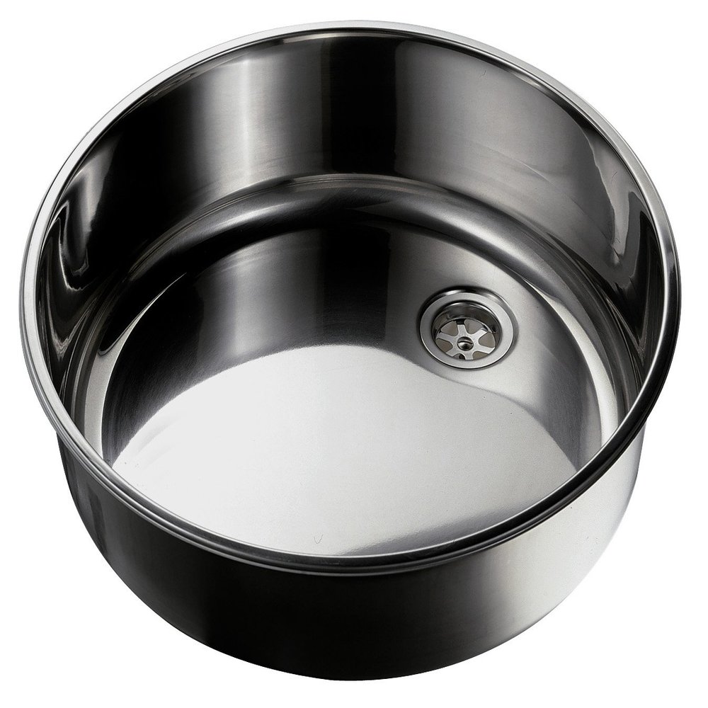 Ambassador Marine Cylinder Stainless Steel Ultra Mirror Polished Finish Sink, 15-Inch Wide x 6-Inch Deep