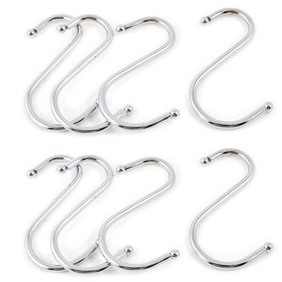 uxcell S Shaped Metal Hanging Hooks Apparel Hangers 8 Pcs Silver Tone