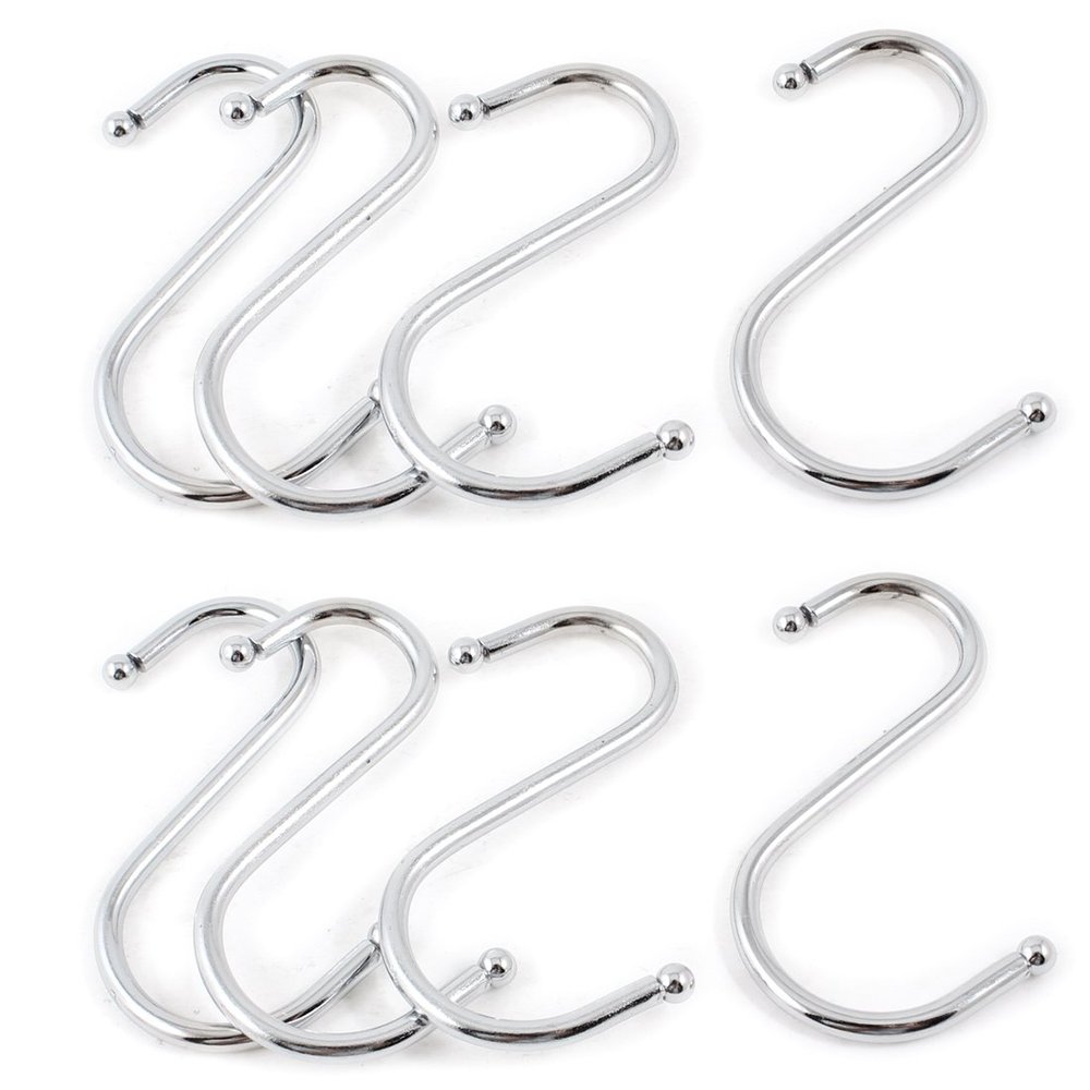 uxcell S Shaped Metal Hanging Hooks Apparel Hangers 8 Pcs Silver Tone