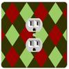 Rikki Knight Christmas Light Dark Green & Burgundy Argyle Single Outlet Plate view 1