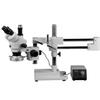 AmScope SM-4TY-80M Professional Trinocular Stereo Zoom Microscope, WH10x Eyepieces, 7X-90X Magnification, 0.7X-4.5X Zoom Objective, 80-Bulb LED Ring Light with Rheostat, Double-Arm Boom Stand, 110V-240V, Includes 2.0X Barlow Lens view 1