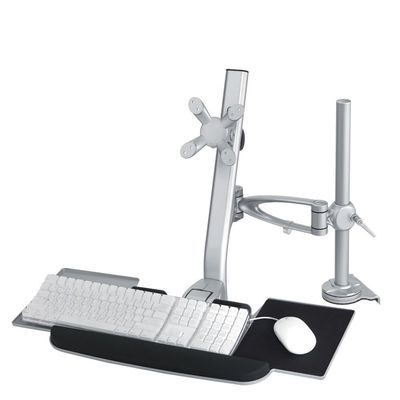Newstar FPMA-D1020KEYB Desk Mount (clamp) for a Monitor (10-24" Screen), Keyboard & Mouse (Height Adjustable) - Silver
