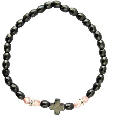 Iconsgr Handmade Christian Orthodox Komboskoini Prayer Rope Hematite with Cross/B