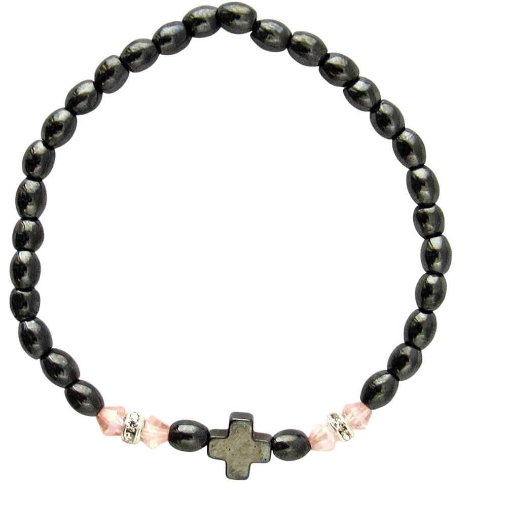 Iconsgr Handmade Christian Orthodox Komboskoini Prayer Rope Hematite with Cross/B