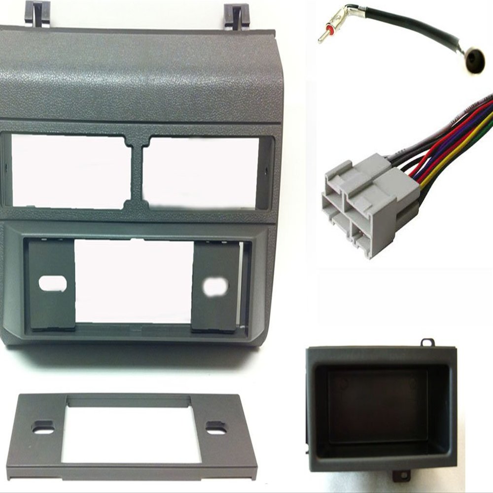 Carxtc Wire Harness, Dash Kit, Antenna Adapter and Radio Pocket Fits Chevy Chevrolet GMC 1992-94 Suburban, Yukon, Blazer and 1988-94 Pickup (Combo Complete Install Package) Gray Dash