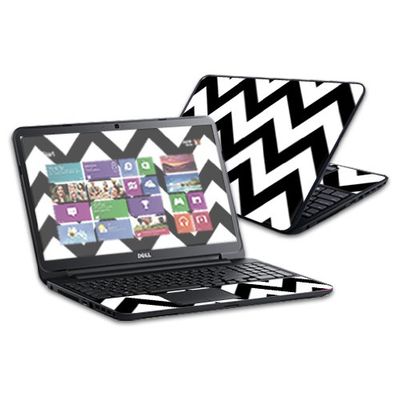MightySkins Skin Compatible With Dell Inspiron 17 3721 Laptop 17" (Released 2013) wrap sticker skins Black Chevron