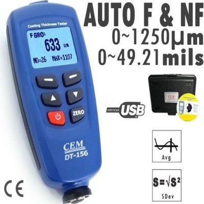 Gowe Digital Paint Coating Thickness Gauge Meter Tester 0~1250um with Auto F & NF Probe + USB Cable + CD software