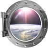24" PortScape Silver Porthole 3D Window Orbiting Earth #1 Wall Decal Removable Wall Sticker Outer Space Instant Earth View Wall Art Boys Kids Room Decor view 1
